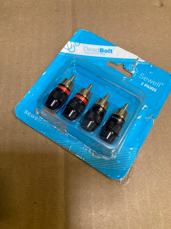 Photo 1 of Sewell Deadbolt RCA Plugs, 2 Pairs, Fast-Lock Technology, 24k Gold Plated Speaker Plugs, Premium Solderless SW-32888-2