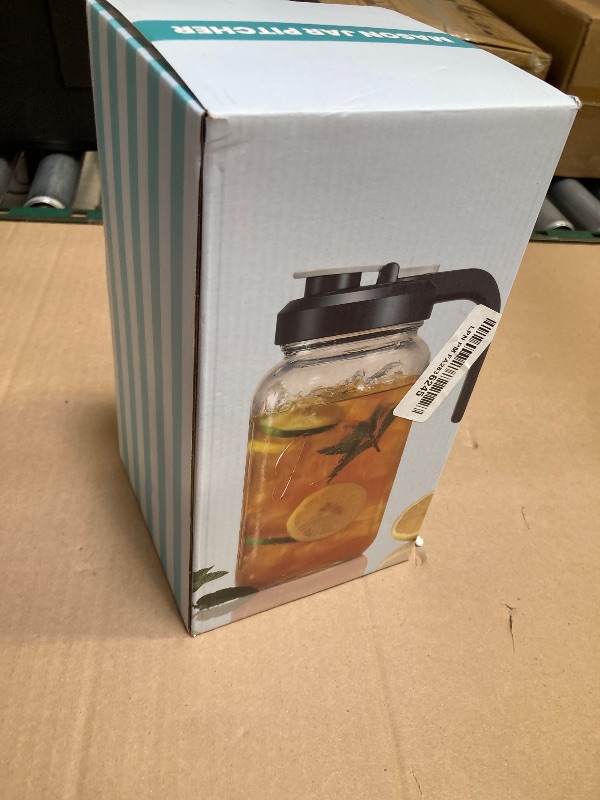 Photo 1 of 2 Quart Glass Pitcher with Lid - Mason Jar Pitcher with Filter Lid, Wide Mouth Jar Leak-proof Water Jug, Heavy Duty Glass Container for Water, Juice, Milk, Tea, Iced Coffee, and Drinks
