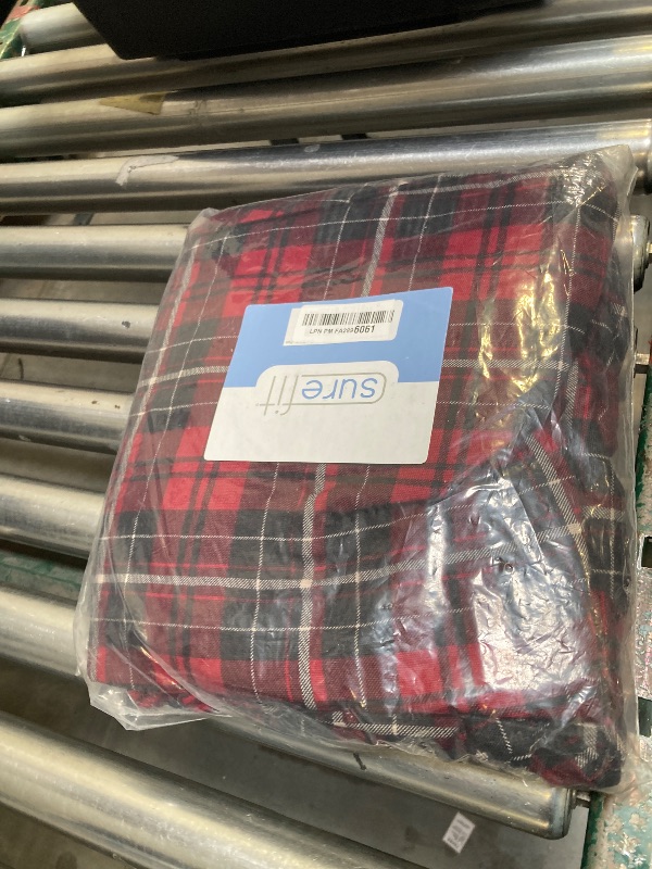 Photo 1 of SureFit Cove Cotton Canvas Short Dining Room Chair Covers, Dining Chair Cover with 6 Inch Skirt, Removable and Machine Washable, Set of 2 Dining Chair Covers, Plaid