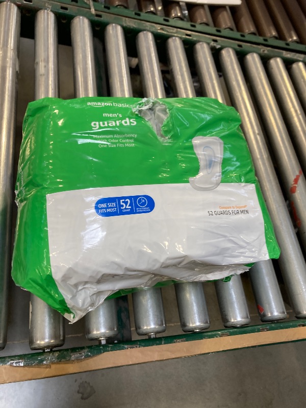 Photo 1 of Amazon Basics Men's Incontinence Guards, Maximum Absorbency, 52 Count, (1 Pack of 52)