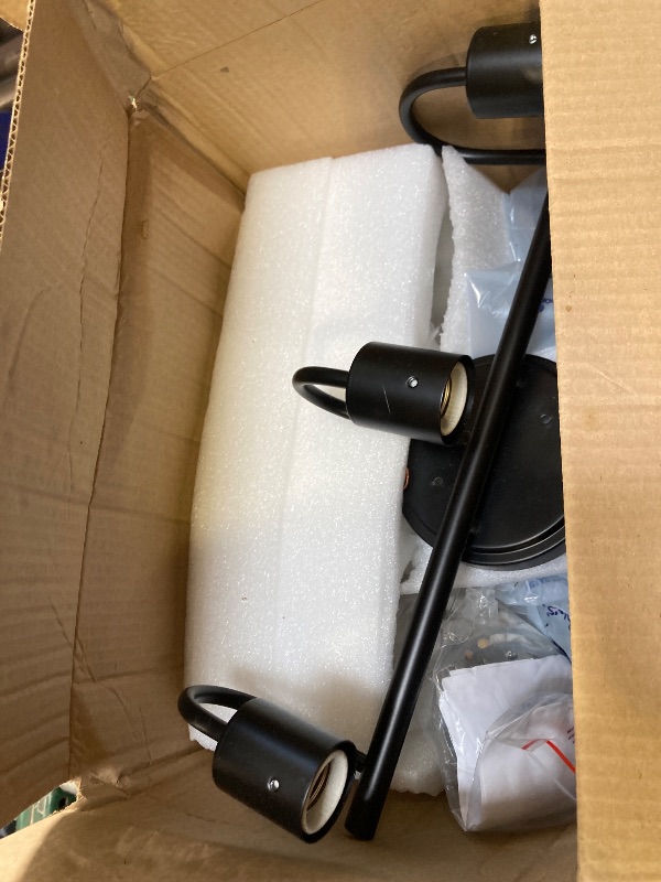 Photo 1 of 3 Lights Vanity Lights, Matte Black Bathroom Wall Light Fixtures over Mirror, Modern Wall Sconce with Clear Glass Shade, Farmhouse Wall Mount Porch Wall Lamp for Mirror, Kitchen, Living Room, Workshop