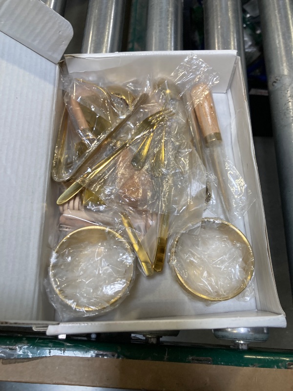 Photo 1 of 48 Pcs Charcuterie Boards Accessories Butter Spreader Knives Set Stainless Steel Cheese Mini Serving Tongs Spoons Forks Dipping Bowls Toothpick Flags Utensils for Pastry Making Wedding Christmas(Gold)