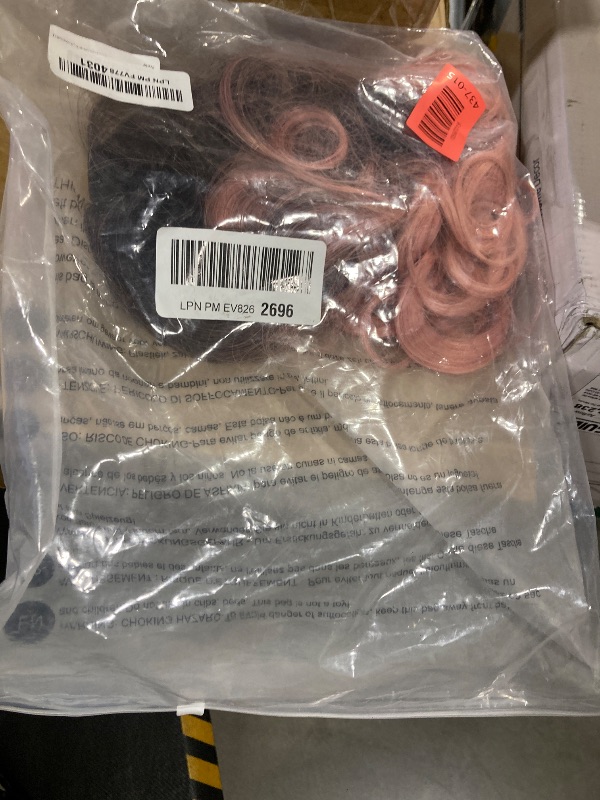 Photo 1 of ALXNAN Ponytail Extension,24 Inch Claw Clip in Long Curly Wavy Omber Black to Pink Ponytail Hair Extension Jaw Clip on Pony Tails Hairpiece for Women