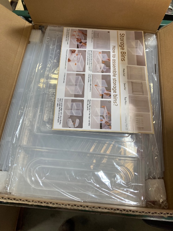 Photo 1 of 12 Pack Thicken & Sturdy Clear Shoe Storage Organizer with Magnetic Door, Shoe Boxes Clear Plastic Stackable for Closet, Shoe Rack for Sneaker Boot Container, Shoe Cabinet Fit up to US Size 12