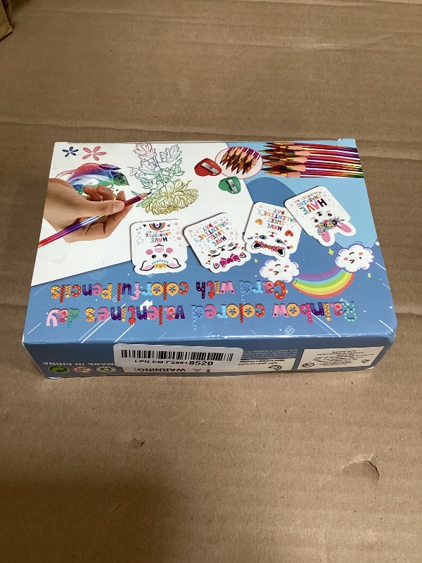 Photo 1 of 28 Pack Valentines Day Cards Gifts for Kids School, Greeting Cards with Rainbow Pencils & Pencil Sharpener, Cute Animal Classroom Exchange Cards, Valentine Party Favors for School Valentines Day
