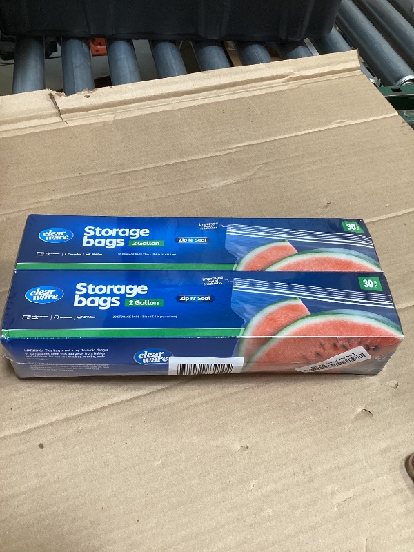 Photo 1 of 2 Gallon Storage Bags, Double Zipper Seal - 60 Count, Resealable Thick Plastic Food Storage Bags - Microwave-Safe, Zero BPA - Resealable Containers for Lunch, Snacks, Meals - 2 Boxes