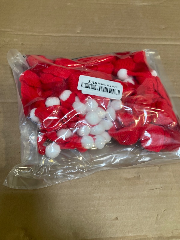 Photo 1 of Bencailor 48 Pcs Mini Christmas Knitting Hats and Mini Christmas Scarf Set Knitting Doll Hat Scarf Santa Knit Hat Tree Ornaments for DIY Craft Art Doll Decoration (Bright Red)