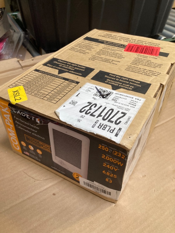 Photo 1 of Cadet Com-Pak Electric Wall Heater Complete Unit With Thermostat (Model: CSC202TW, Part: 67507), 6825/5120 BTU, 240/208 Volt, 2000/1500 Watt, White