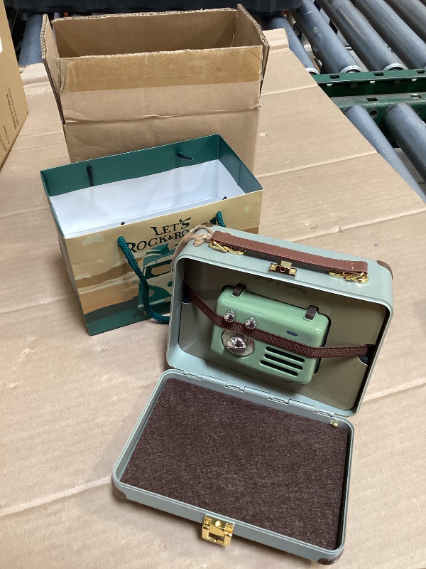 Photo 1 of Muzen Portable Bluetooth Speaker, OTR Metal Vintage Small Wireless Speaker, FM Retro Radio with Antenna AUX, High Fidelity Stereo Audio with Suitcase, for Gift Home Outdoor