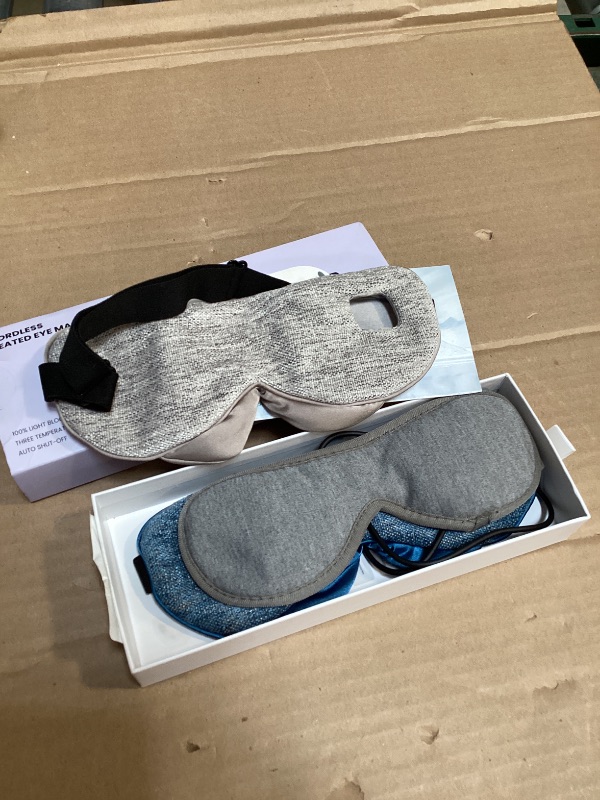 Photo 1 of Heated Eye Mask - Cordless Eye Mask for Dry Eyes, Eye Relief, Improved Sleep, Washable Eye Heating pad for Travel and with Replaceable Shell (Striped Blue)