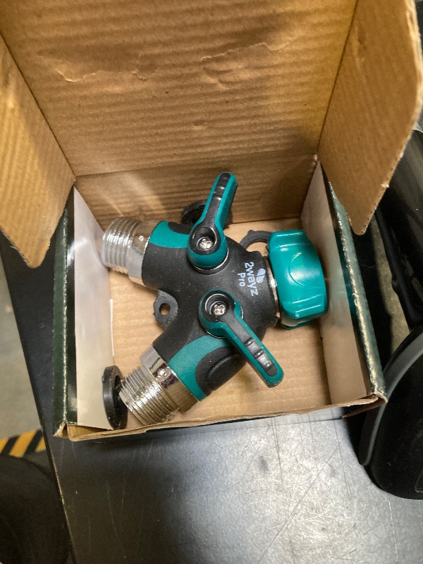 Photo 1 of 2WAYZ Hose Splitter 2 Way Heavy Duty Outdoor Faucet and Garden Connector - Water Spigot Splitter - Durable All-Metal Y Adapter with Shut-Off Valve - 4 x 4 x 1.5 Inches