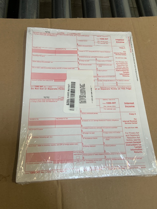 Photo 1 of 1099 INT Tax Forms 2025 Interest Income Set, 4 Part 25 Pack, Great for QuickBooks and Accounting Software 25 Laser Form Sets for Interest Income, 1099-INT 2025