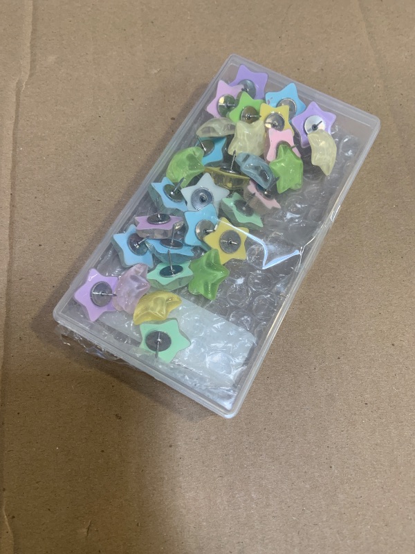 Photo 1 of 40 PCS Star-Shaped Decorative Thumb Tacks Cute Push Pins for Bulletin Board for Wall Cork Board Bulletin Boards with Storage Box