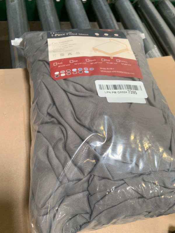 Photo 1 of Yuurom King Fitted Sheet Only, Corner Straps Ultra Soft Brushed Microfiber Hotel Quality Bottom Sheet, Deep Pocket Fits 8-14 inches Mattresses, Luxury Durable Sheets for King Size Bed, Dark Gray
