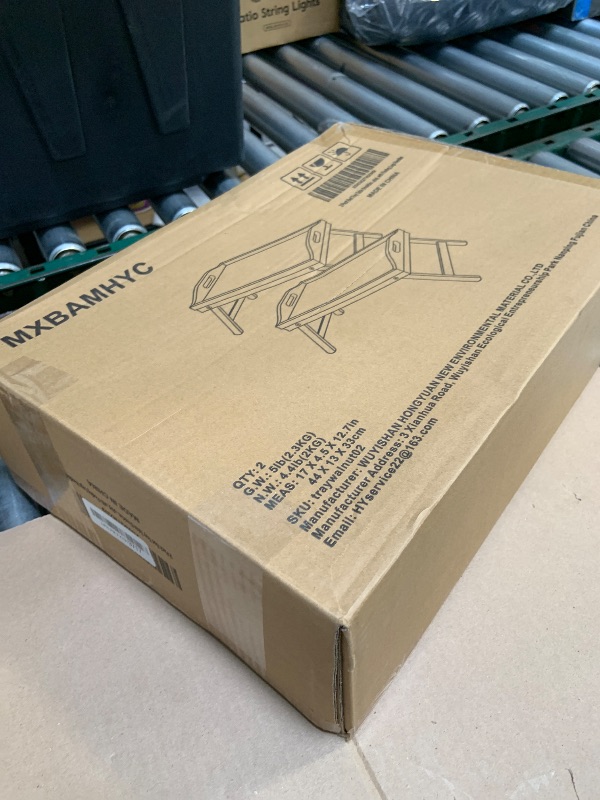 Photo 1 of 2 Pack Bed Tray Table Breakfast Trays Serving Tray Bamboo Bed Laptap with Floding Legs Handles and Phone Holders