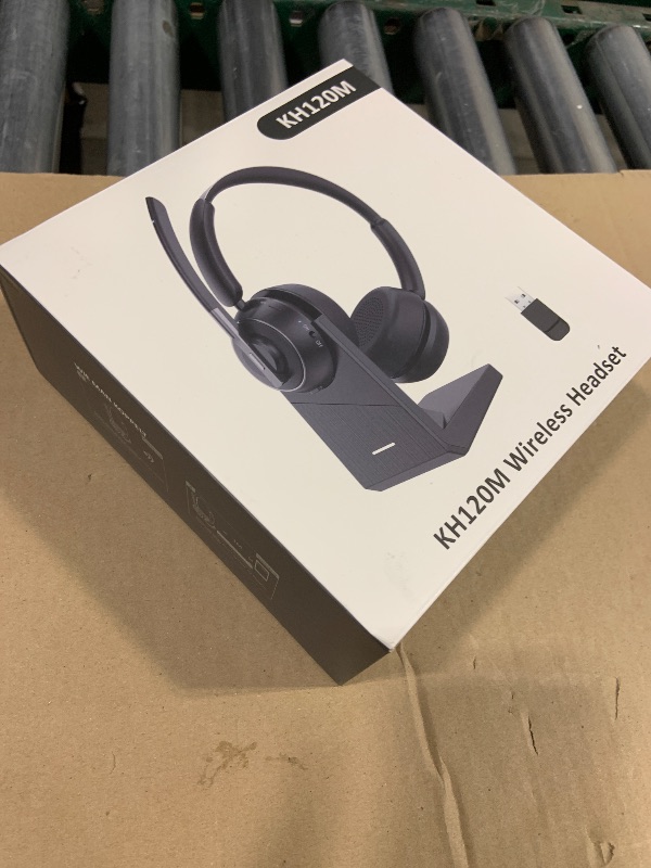 Photo 1 of (2025 Upgraded) Wireless Headset with Mic for Work, Bluetooth Headset with Noise Canceling Microphone with Dongle, Charging Base & Mic Mute, Wireless Headphones for Work from Home/PC/Computer