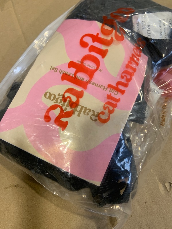 Photo 1 of **MISSING LEASH** rabbitgoo Cat Harness for Walking, Escape Proof Soft Adjustable Vest Harnesses for Cats, Easy Control Breathable Reflective Strips Jacket, Black, M