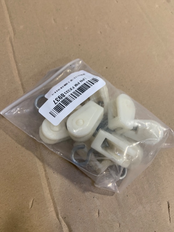Photo 1 of 10Pcs White Nylon Mini Pulley Set, Plastic Wire Rope Pulley Wheels, Lightweight Clothesline Pulley Kit
