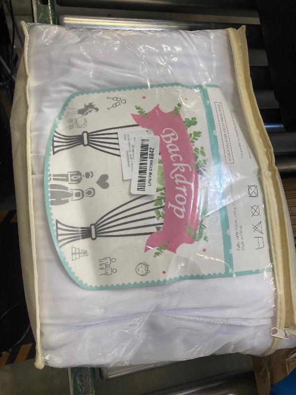 Photo 1 of 10x10ft White Tulle Backdrop Curtains - Two Layer Drapes with Tulle & Lining Fabric for Wedding, Birthday Party, Baby Showers, Family Gatherings, Photography Decor - 2 Panels (5ft x 10ft Each)