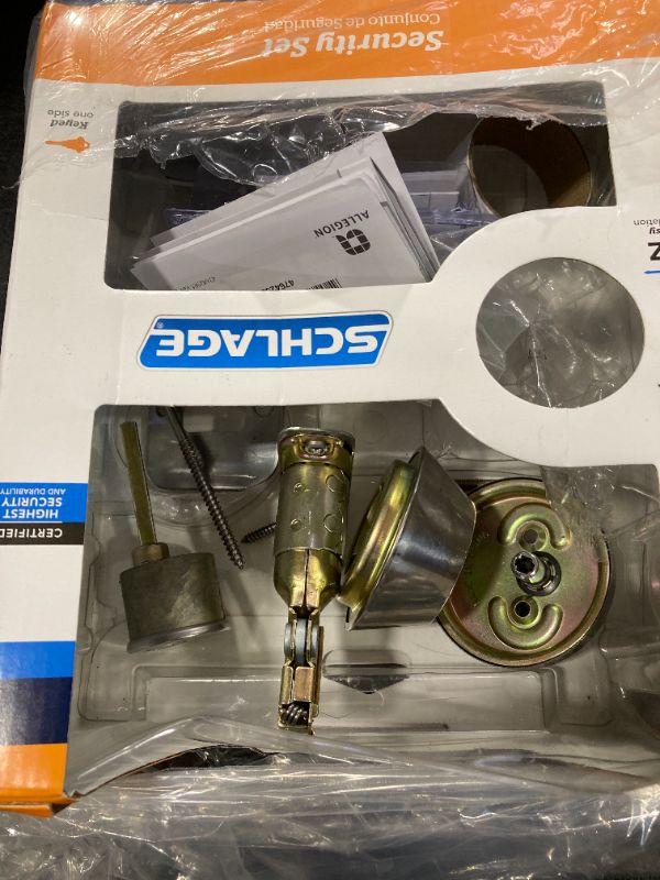 Photo 1 of Schlage FB50N V LAT 619 Single Cylinder Deadbolt and Keyed Entry Latitude Lever, Satin Nickel