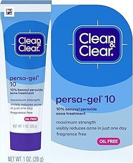 Photo 1 of Clean & Clear Persa-Gel 10 Oil-Free Acne Spot Treatment with Maximum Strength 10% Benzoyl Peroxide, Topical Pimple Cream Visibly Reduces Acne in One Day, Fragrance-Free, 1 fl. oz