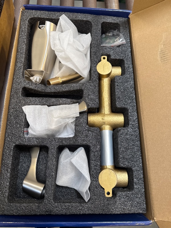 Photo 1 of 2 Handle Shower Faucet Set with Tub Spout Bathtub Shower Faucet Combo Set Shower System Complete Tub and Shower Trim Kit Wall Mounted Shower Fixtures Brushed Nickel