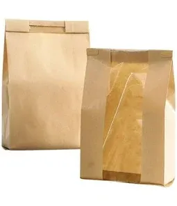 Photo 1 of Kraft Paper Sourdough Bread Bags with Clear Window for Homemade Bread, Baked Goods