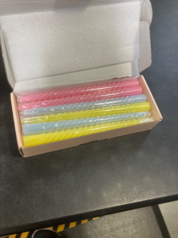 Photo 1 of 10 Inch Cream Spiral Taper Candles for Home Decoration, 12 Pack Candy-Color Candlesticks for Dinner Party Wedding Holiday