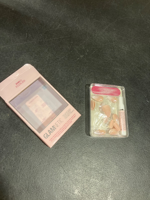 Photo 1 of Glamnetic Press On Nails - Fiancéd | Short Almond Fake Nails with a Nude Ombré and Glossy, Glazed Finish, Salon Quality | 15 Sizes - 30 Nail Kit with Glue