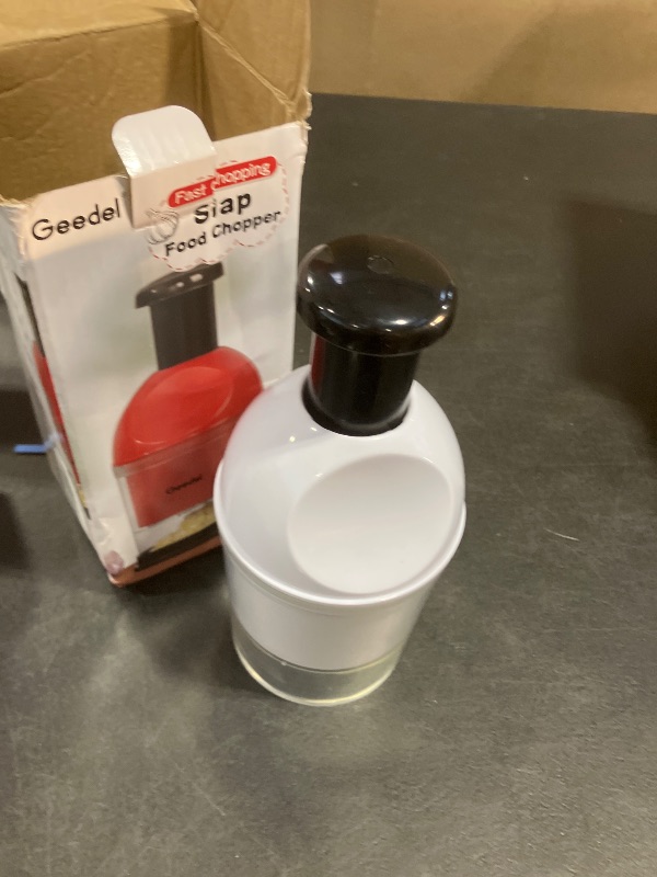 Photo 1 of Geedel Food Chopper, Easy to Clean Manual Hand Vegetable Chopper Dicer, Dishwasher Safe Slap Onion Chopper for Veggies Onions Garlic Nuts Salads White