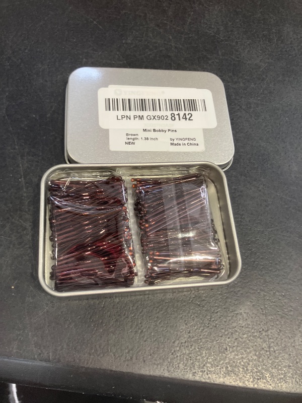 Photo 1 of 220 Count Mini Wavy 1.38 Inch Bobby Pins Brown, YINGFENG Small Hair Bobby Pins with Storage Box for Updos, Metal Hair Clips for Kids, Girls and Women, Suitable for All Hair Types