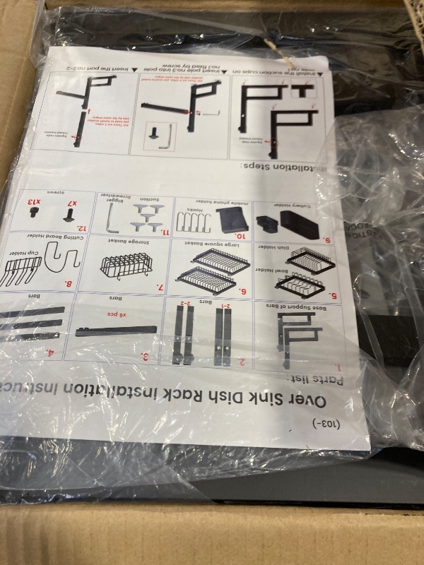 Photo 1 of ADBIU Over The Sink Dish Drying Rack (Expandable Height and Length) Snap-On Design 2 Tier Large Dish Rack (27-40L x 12W x 32.5-37H (inches))