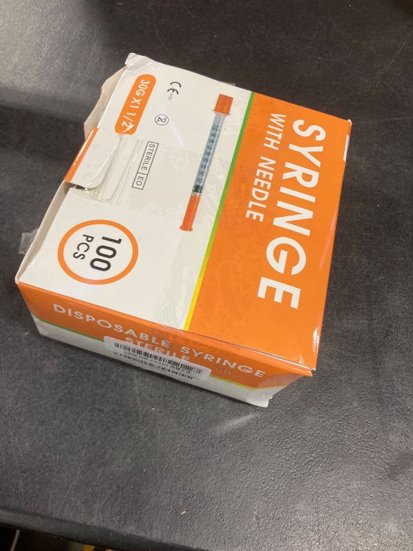 Photo 1 of 100 Pack 1ml Syringes with Needle-30Ga 5/16 Inch, Individually Sealed Packaging