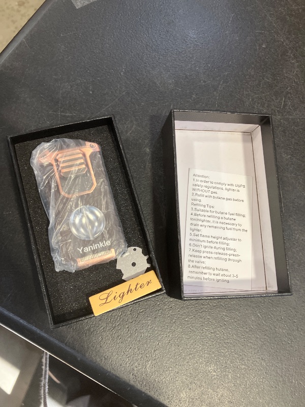 Photo 1 of 5-in-1 Torch Lighter with Triple Flame Punch, Holder and Draw Enhancer Tool, Butane Lighter with Triple Windproof Jet Flame, Refillable Lighters with Accessories Cool Lighter for Candle, Travel