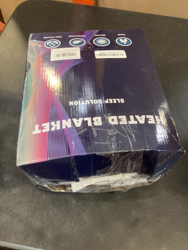 Photo 1 of MAXEVE Electric Heated Throw Faux Rabbit Fur Blanket with 8 Heating Levels & 8 Hours Auto Off, Fast Heating Warm Cozy Sherpa Washable Blanket with Over-Heat Protection, ETL Certification, Blue