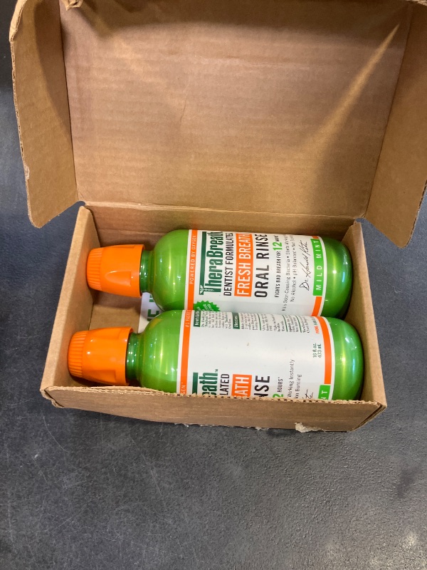 View 2 of **OPENED AND USED** TheraBreath Fresh Breath Mouthwash, Mild Mint Flavor, Alcohol-Free, 16 Fl Oz (2-Pack)