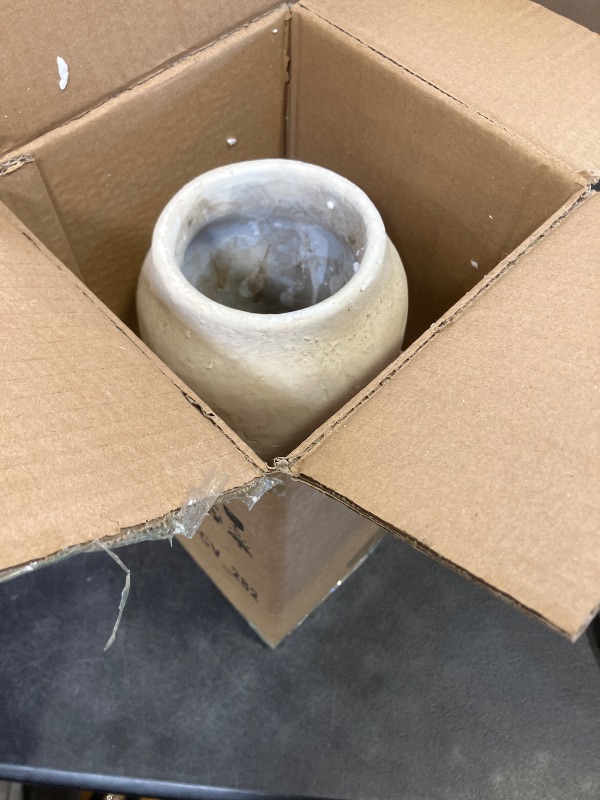 Photo 1 of Briful Rustic Vintage Ceramic Vase, 9.06'' Farmhouse Table Decor with Wide Mouth, Large Decorative Vases for Home Decor, Living Room, Entryway & Shelf Styling, Beige