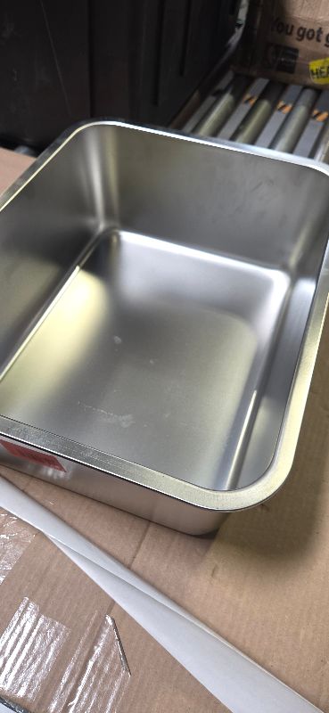 Photo 1 of Kirecoo Stainless Steel Cat Litter Box - Metal High Sided Cat Pan, Large Stainless Steel Box, Indoor Litter Tray, Non Stick, No Smell, Easy to Clean, Pet Toilet Supplies for Kitten, Kitty, Rabbit