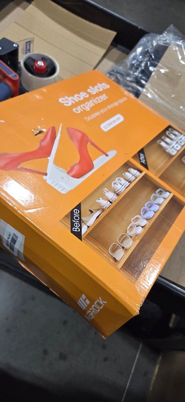 Photo 1 of TEAMIX White Dual Monitor Riser - 31.5 inch Wide TV Stand for 2 Monitors - Wood & Steel Desktop Riser for Dual Screen Office Desk Organization