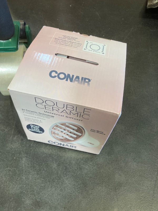 Photo 1 of Conair Double Ceramic Universal Diffuser Attachment for Hair Dryer, Volumizing Universal Blow Dryer Diffuser for Frizz-Free Curls, Fits Dryers with Nozzles from 1.75" to 2.1", White