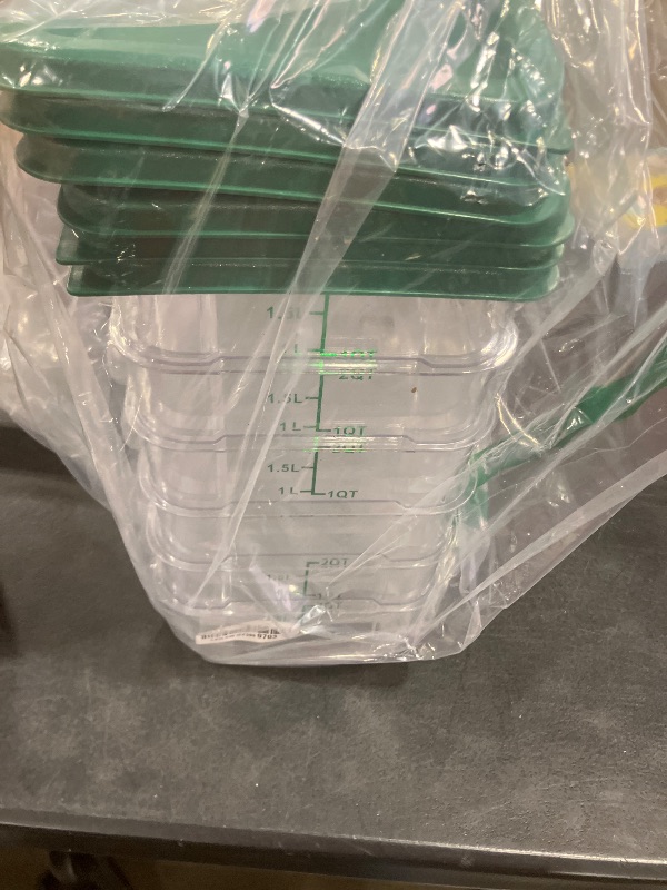 Photo 1 of FeyBuosk 6 pcs 2qt Food Storage Containers with Lid, Square Clear Commercial Storage Containers with Handle and Scale for Food Storage in Home Kitchen & Dining (Green)