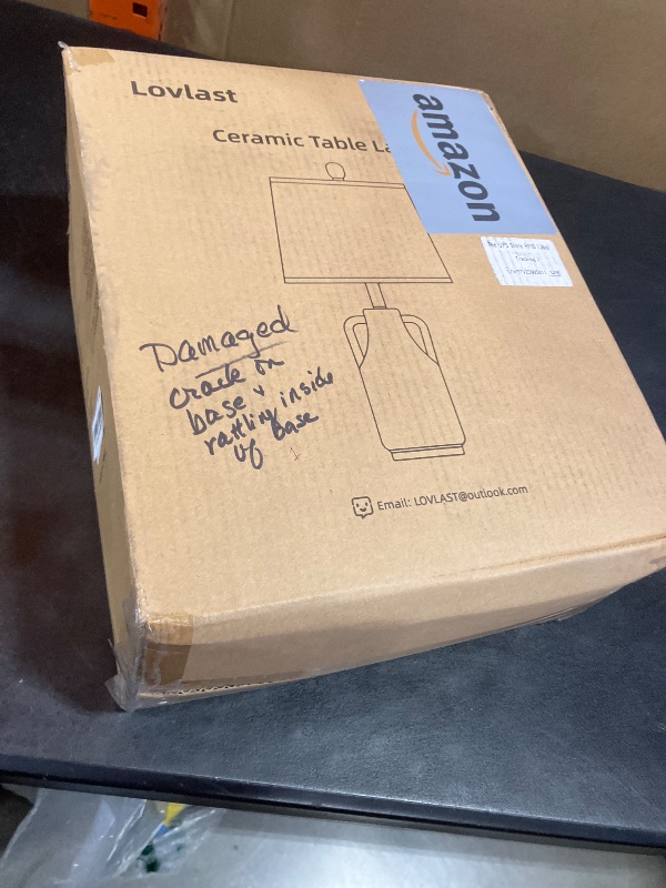 Photo 1 of 26" Vintage Ceramic Table Lamp for Home Decor, Farmhouse Retro Antique White Lamp with Handles for Living Room, Rustic Pottery Bedside Nightstand Lamp for Bedroom, End Table, Entryway (Bulb included)