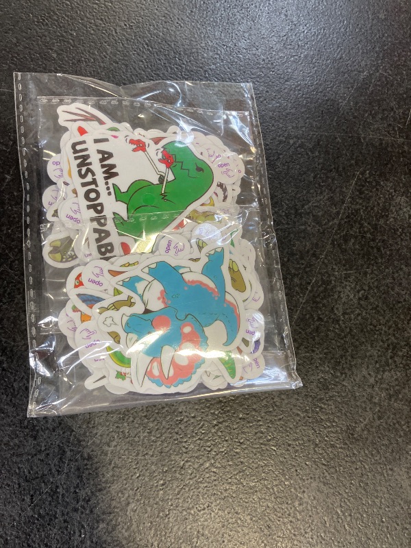 Photo 1 of 100PCS Dinosaur Stickers, Cute Waterproof Cartoon Stickers for Kids, Teaching Rewards, Dino Party Favourites, Stocking Stuffers for Kids Boys Girls Toddlers Teens