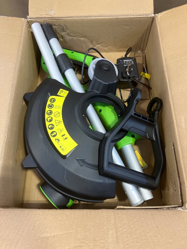 Photo 1 of 20V 12" Cordless String Trimmer With 2 X 4.0ah Battery and Charger, Electric Grass Trimmer Battery Powered Eater String, Edger Lawn Tool Grass Cutter With 8pcs Line, Lawn Mover For Yard, Garden, Green