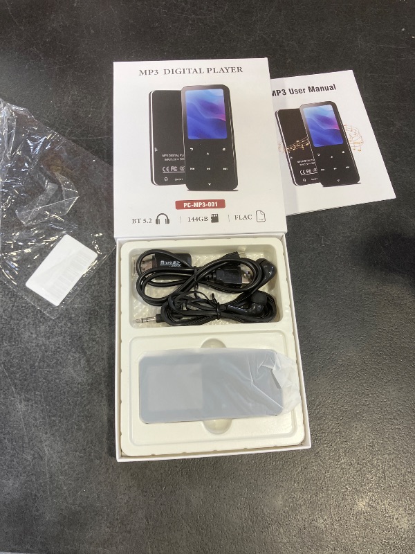 Photo 1 of 144GB MP3 Player, Bluetooth 5.2 Music Player, HiFi Sound Digital Music, Built-in HD Speaker, FM Radio, Voice Recorder, Earphones Included, MP3 Player for Friends, Kids, Students, Seniors (Black)