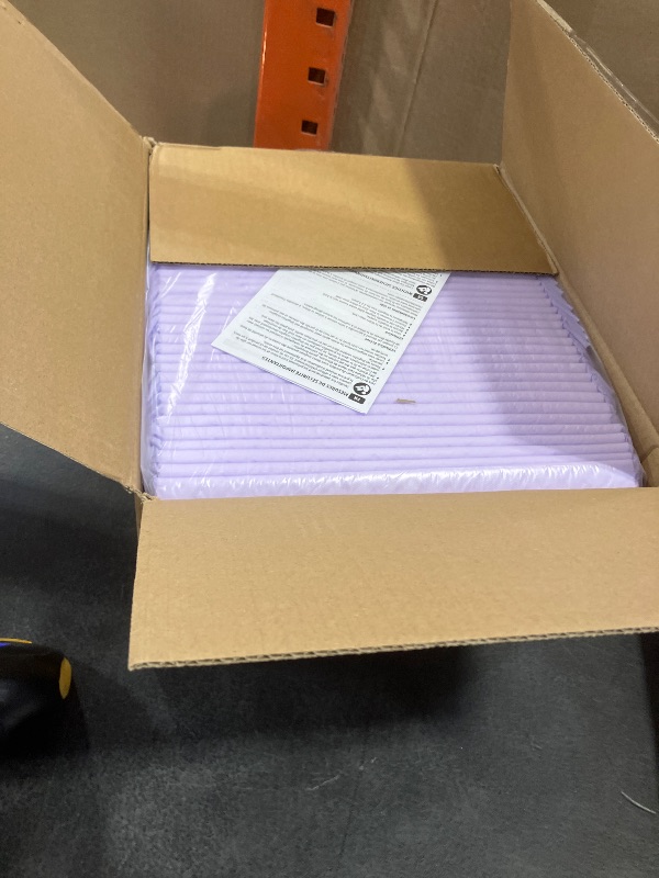 Photo 1 of Amazon Basics Cat Litter Pee Pads, Super Absorbent, Odor Control with Lemon Scent, Disposable, Universal Fit for Multi Cat Litter Box, Purple and White, 40-Pack