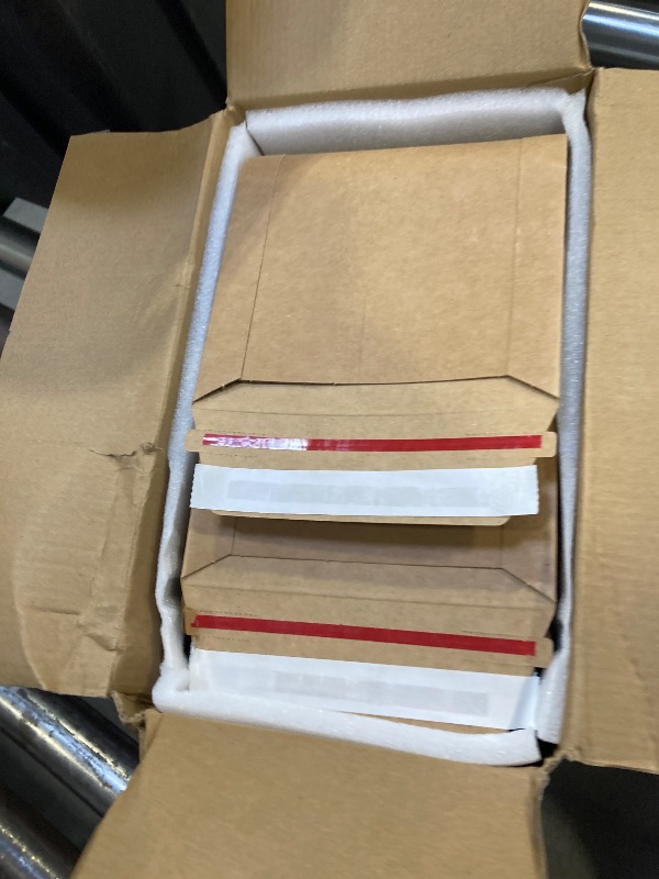 Photo 1 of 100 Pack Rigid Mailers 6x8 - Sturdy 450 GSM Self-Adhesive Kraft Paper Cardboard Envelopes for Mailing Photo, Documents, Gift Cards, CDs, Art Prints