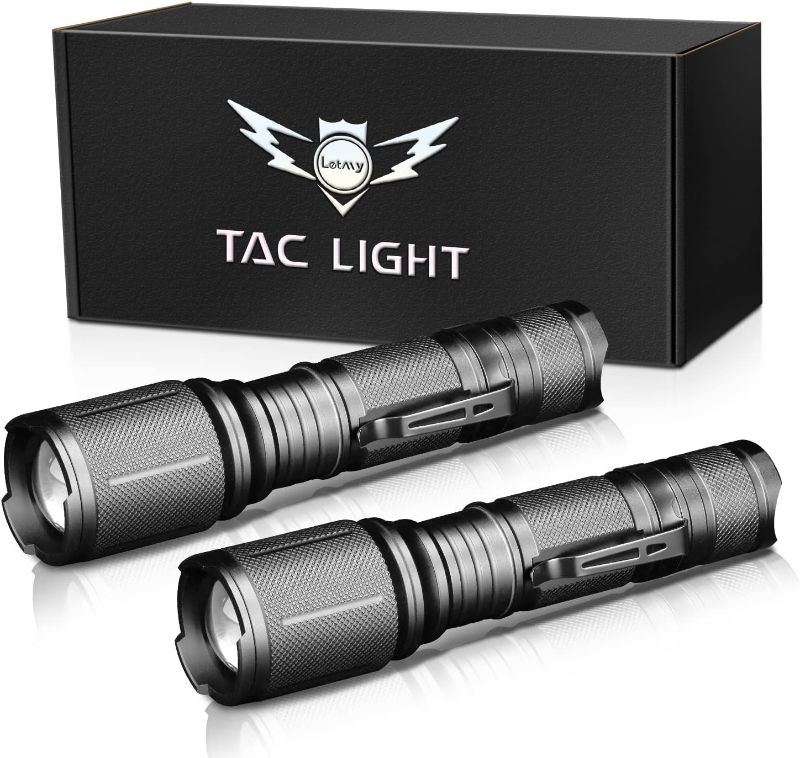 Photo 1 of LETMY LED Flashlight High Lumens 2 Pack - 5000 Lumens Super Bright Tactical Flashlights - Zoomable, 5 Modes Flash Light, Waterproof Powerful Flashlights for Hurricane Home?Battery Powered-Black?