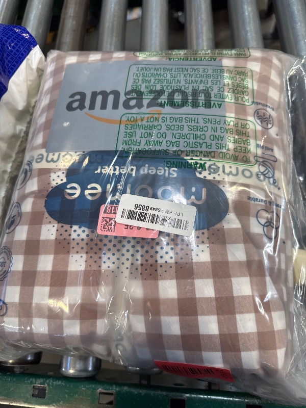 Photo 1 of MooMee Gingham Sheet Set 100% Washed Cotton Linen Like Textured Breathable Soft w/Fully Elasticized 16-19" Deep Pocket (Classic Gingham Dark Orange, King)