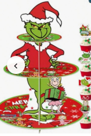 Photo 1 of Christmas Cupcake Stand Whoville Christmas Decorations with Xmas Cupcake Toppers for Xmas Party Supplies
